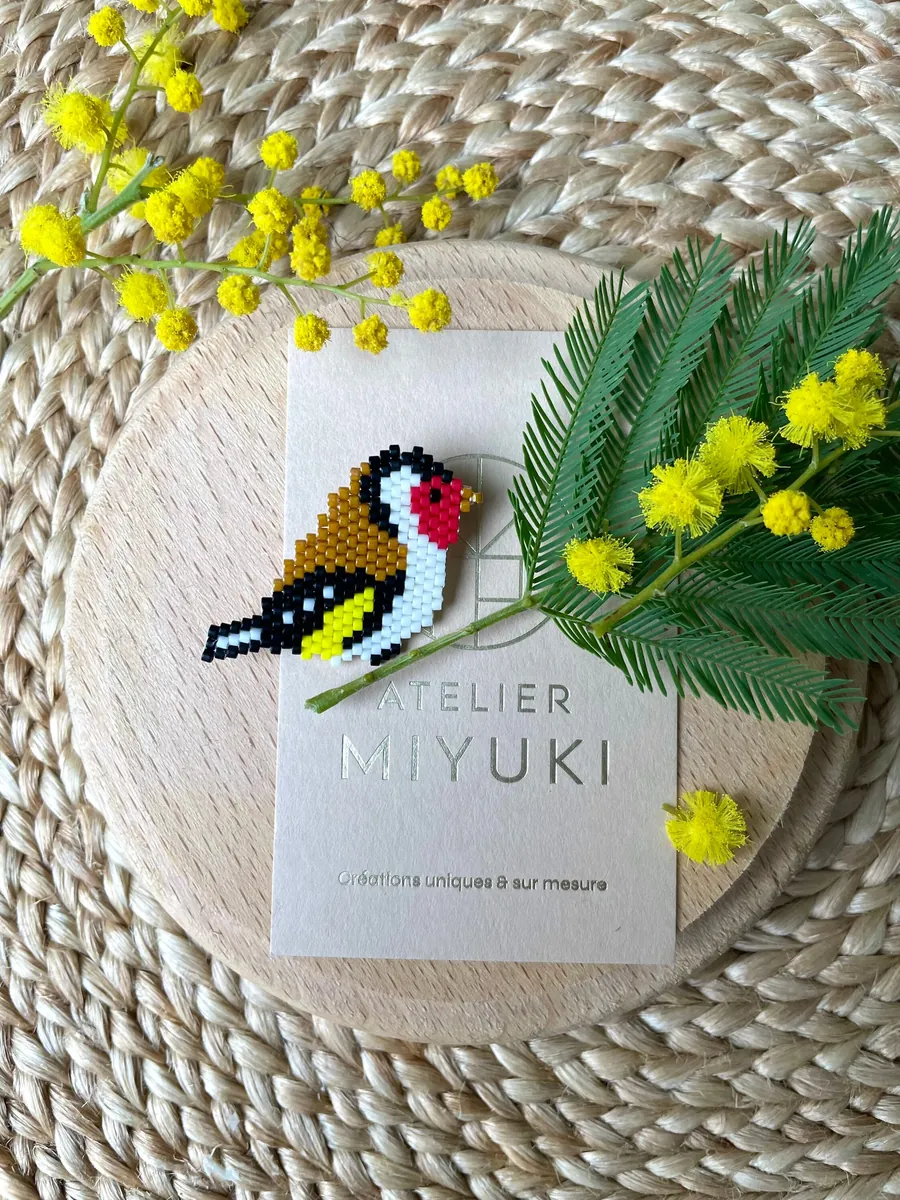 Broche oiseau Chardonneret — Atelier Miyuki