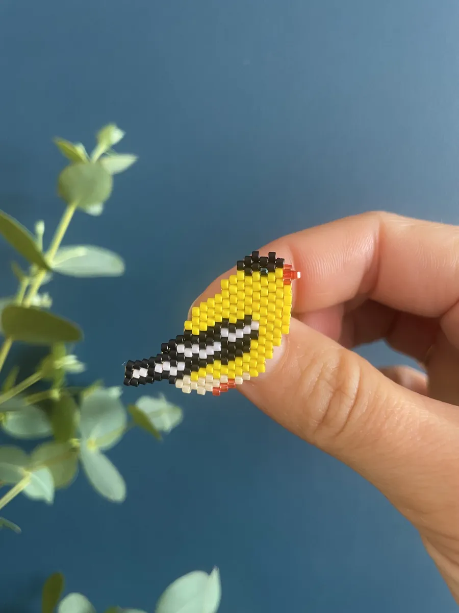 Broche Oiseau Chardonneret Jaune — Atelier Miyuki
