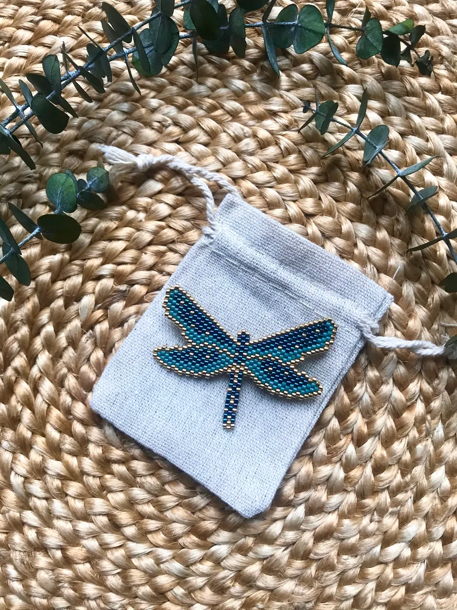 Broche Libellule bleue — Atelier Miyuki