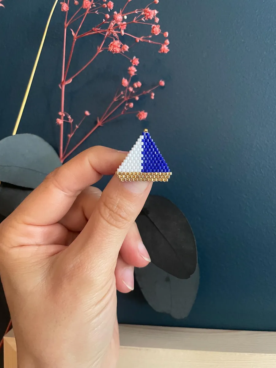 Broche Voilier Bateau bleu et blanc — Atelier Miyuki